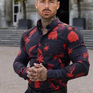 Father Sons Mens Long Sleeve Collared Stretch Slim Fit Button Down Shirt  Medium